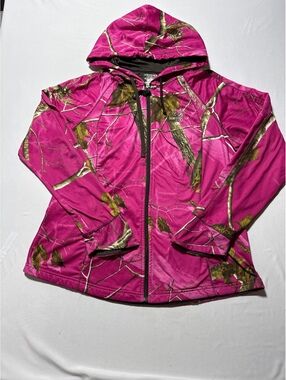 Realtree AP Pink Camo Hoodie Jacket L/G 12-14 Girls Hunting